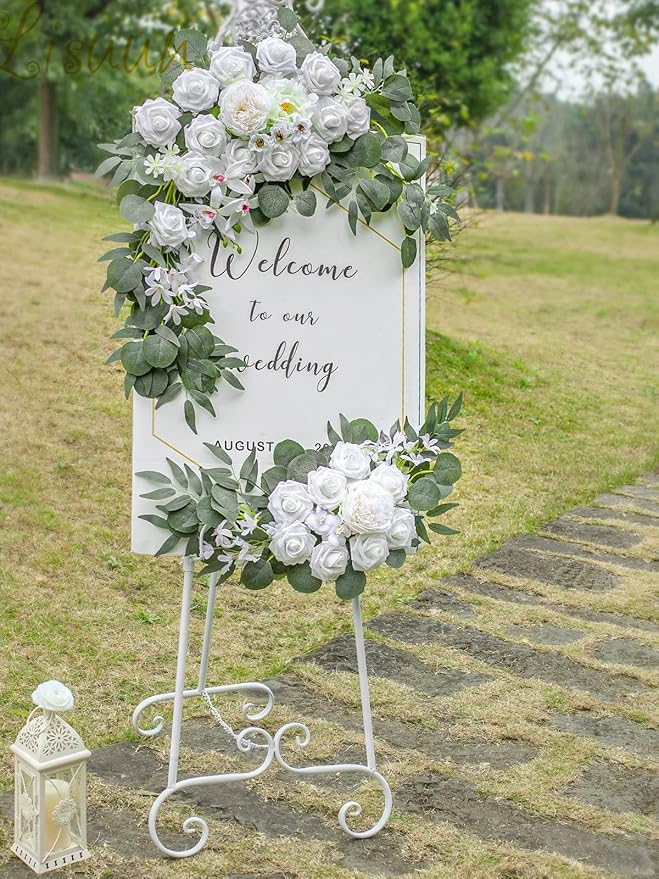 Wedding Arch Flowers, Artificial Flowers for Decoration, Large Flower Swag for Boho Styles Wedding Ceremony Floral Decor - Pack of 2