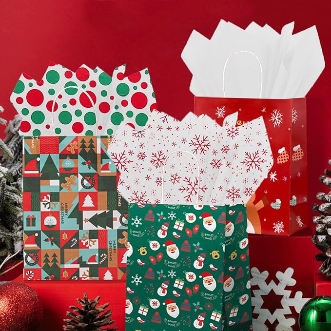 140 Sheets Christmas Tissue Paper,Assorted Xmas Design Bulk Gift Wrapping Paper for Gift Boxes DIY Crafts Birthday Holiday Decoration,19.7"x19.7"(7 Patterns)