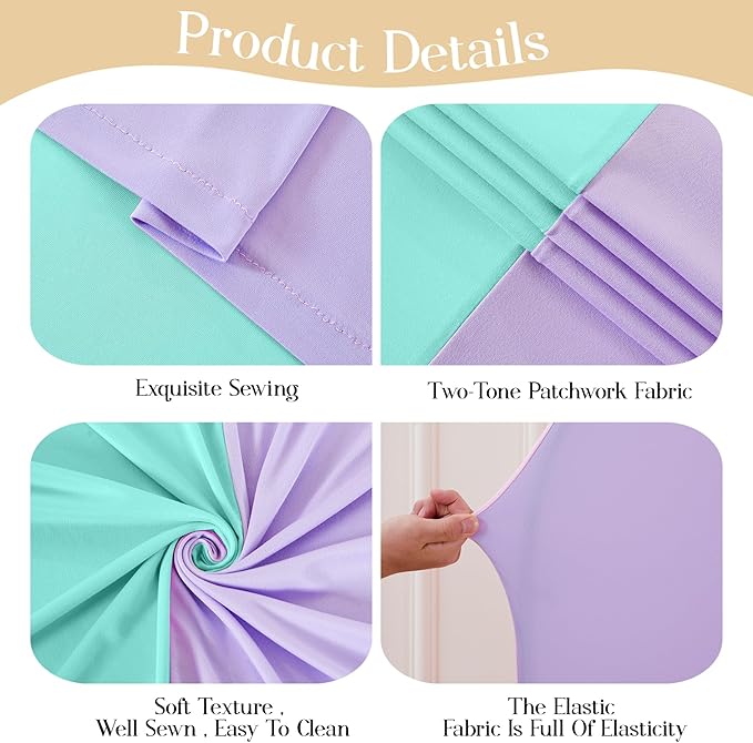 Blue Purple Arch Backdrop Cover Set of 2 Birthday Party Arch Covers 7.2 and 6ft Wedding Arch Cover Stretchy Backdrop Bridal Baby Shower Lavender Lilac Arch Covers Spandex