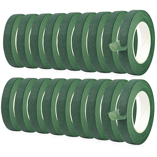 BOMEI PACK Dark Green Floral Tape 18Rolls 1/2 inch x 30yds for Fixing, Decorating Flower Bouquets, and Bouquet Wrapping