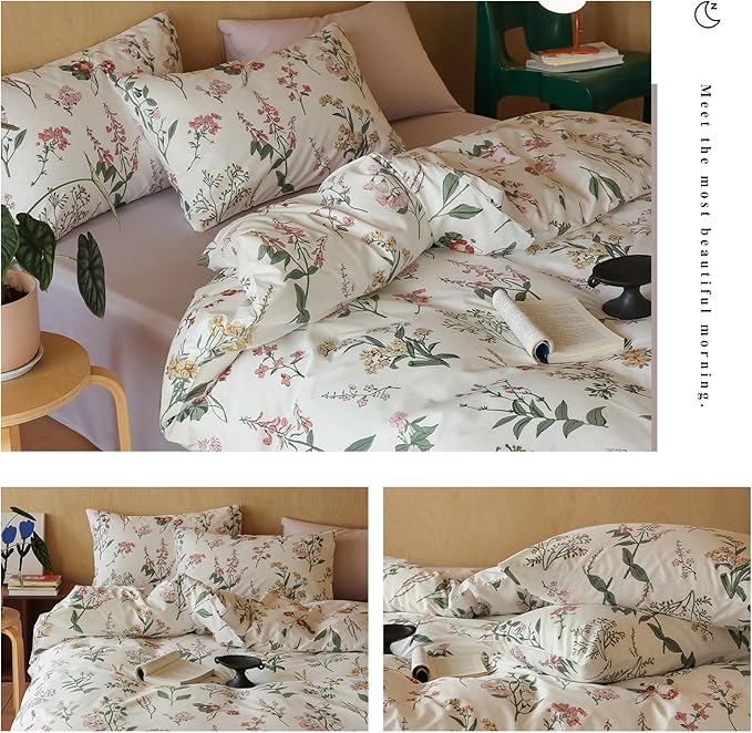 HighBuy Full Size Comforter Set Blush Pink Floral Boho Chic Botanical Coquette Cottagecore Bedding Comforter for Full Bed College Teen Girls Aesthetic Floral Bedding Set 3 Piece