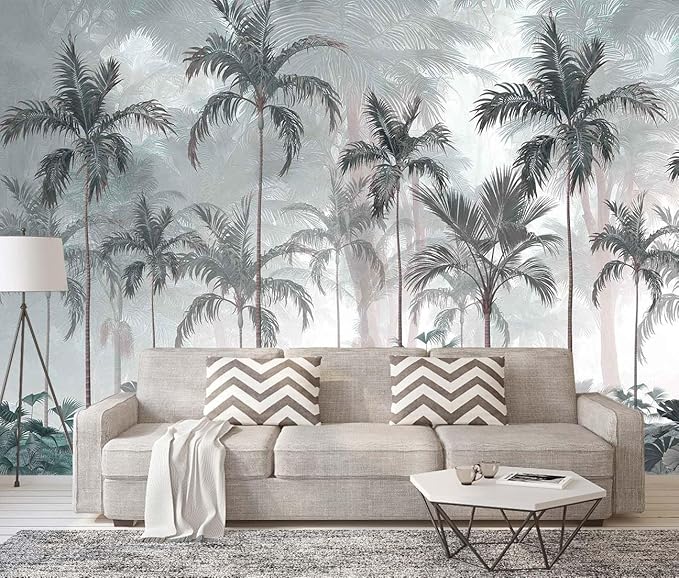 Tropical Forest Wallpaper Palm Tree Wall Mural for Bedroom Living Room (Not Self-Adhesive)