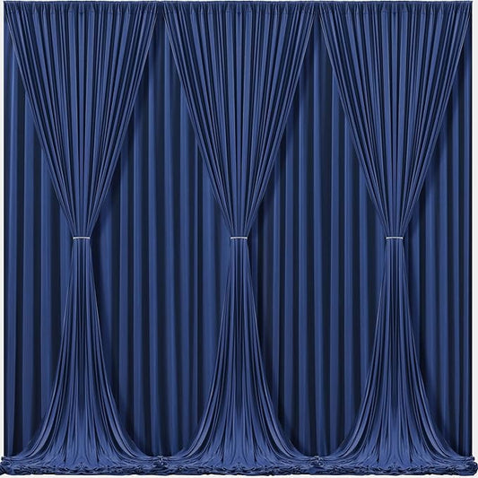 Navy Blue Backdrop Curtains-Wrinkle-Free Navy Blue Curtains Polyester Photography Drapes Wedding Background for Baby Shower Birthday Graduation Party Decorations - 24 X10FT (Navy Blue)