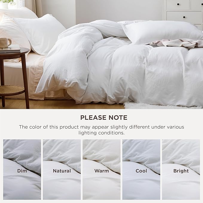 Bedsure Duvet Cover Queen Size Only - Prewashed Extra Soft All Season Bedding, Includes 1 Duvet Cover 90x90 Inches with Zipper Closure, White, Comforter Not Included
