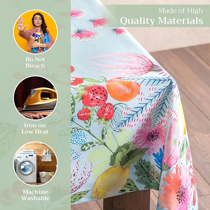 Maison d' Hermine Table Cloth Rectangle Table 100% Cotton 60 x 90 Inches Tablecloth Reusable Decorative for Dining Room, Farmhouse, Home, Party, Festive & Wedding Spring Summer - Jardin D'Ete - Mint