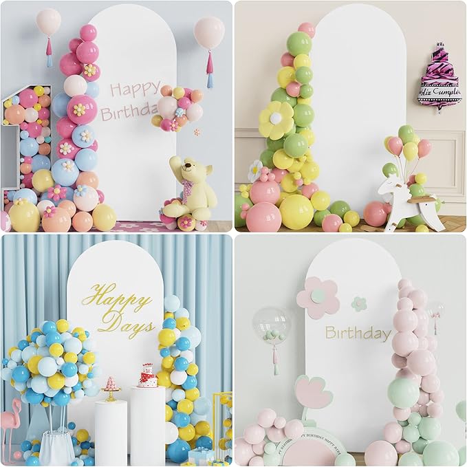 Wokceer 6FT Wedding Arch Cover Spandex Fitted Wedding Arch Covers Round Top Chiara Arch Backdrop Cover for Birthday Party Ceremony Banquet Decoration White