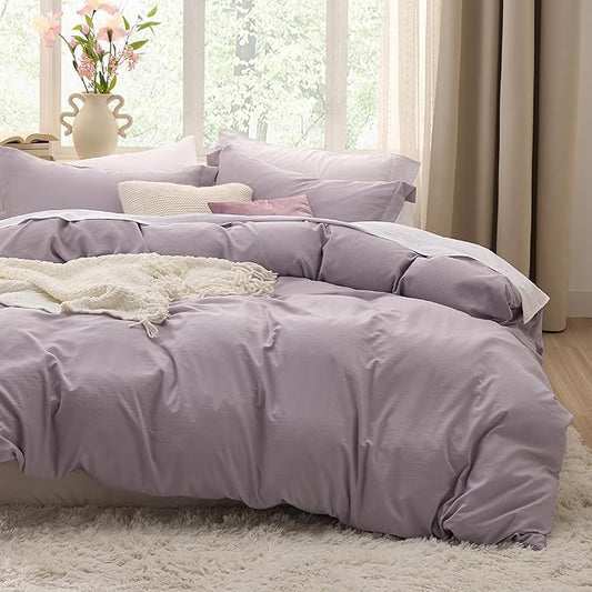 Bedsure Dusty Purple Duvet Cover Twin/Twin XL Size - 2 Pieces Prewashed Cotton-Like Extra Soft Bedding Set, Includes 1 Twin Duvet Cover 68x90 Inches with Zipper Closure & 1 Pillow Sham, No Comforter