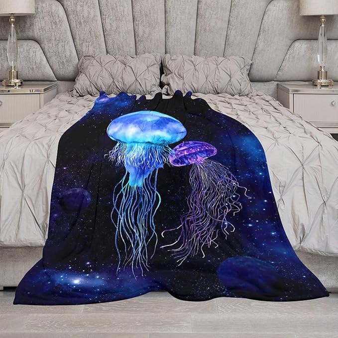 Jellyfish Gifts for Girls & Women - Soft, Warm & Cozy Fleece Throw Blanket for Kids & Adults - 50"x60"