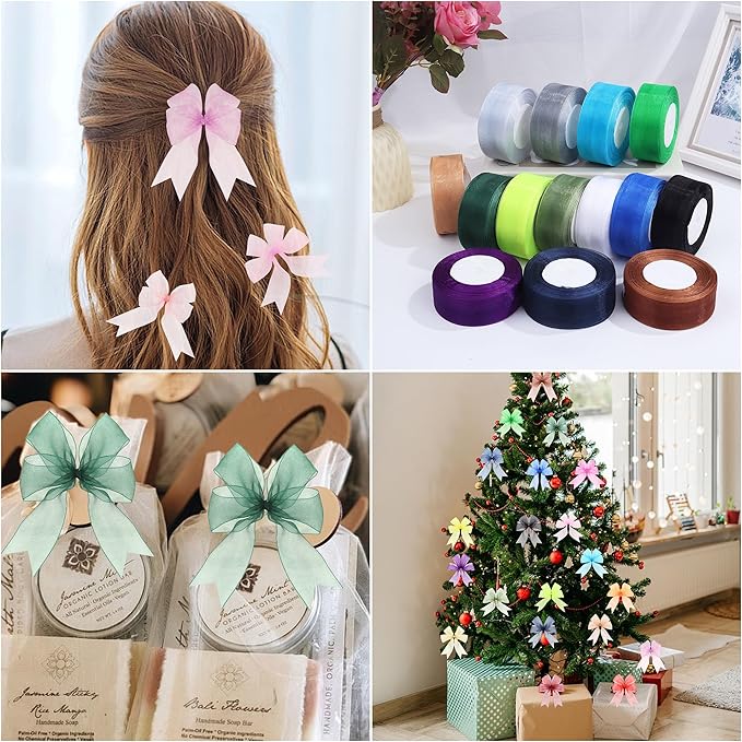 1-1/2 Inch x 50 Yards Sheer Organza Ribbon Chiffon Ribbon for Gift Wedding Flower Bouquet Wrapping Decorations Crafts (Lavender Purple)