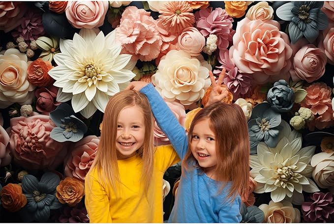 Floral Backdrop Full Glory Vibrant Blossoms Various Flowers Photography Background Idyllic Romantic Floral Theme Party Anniversary Wallpaper Adult Artistic Portrait Photo Studio Props 9x6ft