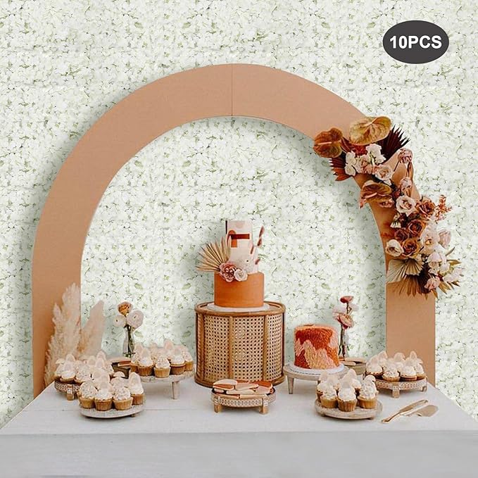 3D Flower Wall Panel, 10pcs White Artificial Floral Wall Backdrop, Realistic Silk Flower Backplanes, Roll Up Fake Flower Background for Valentines Wedding Party Photo Arrangement Decor