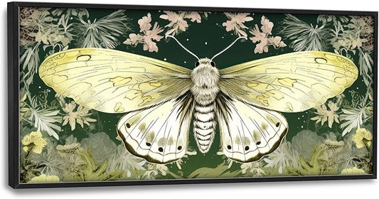 Moth Large Decor Wall Art Framed Pictures for Living Room, Butterfly Insect Oversized Canvas Print Painting Modern Extra Large Framed Artwork for Bedroom Office Home Decor 60"x30"