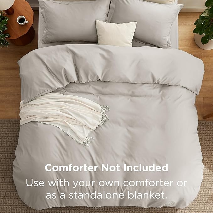 Bedsure Duvet Cover with Fitted Sheet Full - Deep Pocket, Hotel Luxury Soft Double Brushed Bedding Set with Zipper Closure, Includes 1 Duvet Cover, 1 Fitted Sheet, 2 Pillow Shams, NO Comforter, Linen