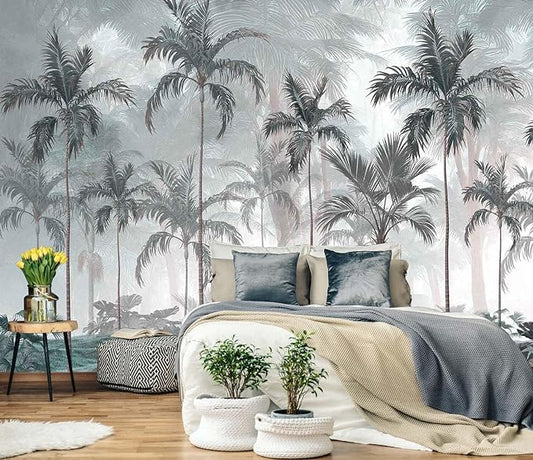 Tropical Forest Wallpaper Palm Tree Wall Mural for Bedroom Living Room (Not Self-Adhesive)