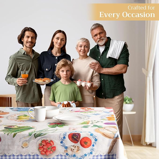 Maison d' Hermine Table Cloth Rectangle Table 100% Cotton 60 x 108 Inches Tablecloth Reusable Decorative Everyday Use for Dining Room, Farmhouse, Home Party, Festive & Wedding Spring Summer - Gourmand