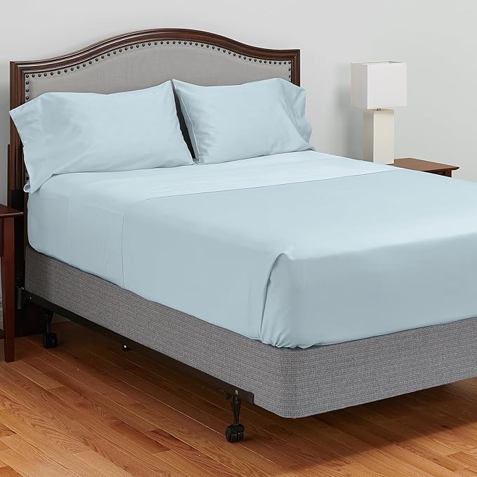 MyPillow Giza Dreams Bed Sheets, 100% Certified Giza Egyptian Cotton, Deep Pocket, Sateen Weave [Twin, Light Blue]