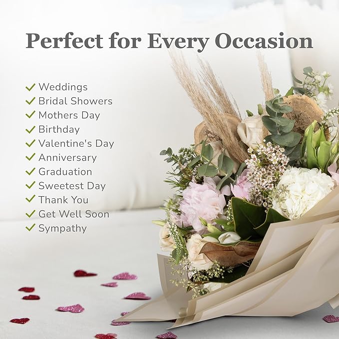 the florist Supply 20 Sheets Premium Flower Wrapping Paper | Waterproof Flower Wrapping Paper for Bouquets | Double Sided Floral Bouquet Sheets | DIY Gifts Borderline Khaki/Bronze