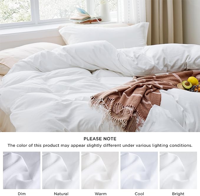 Bedsure White California King Duvet Cover - Prewashed Cotton-Like Extra Soft Bedding Set, Includes 1 Cal King Duvet Cover 104x98 Inches with Zipper Closure & 2 Pillow Shams, Comforter Not Included