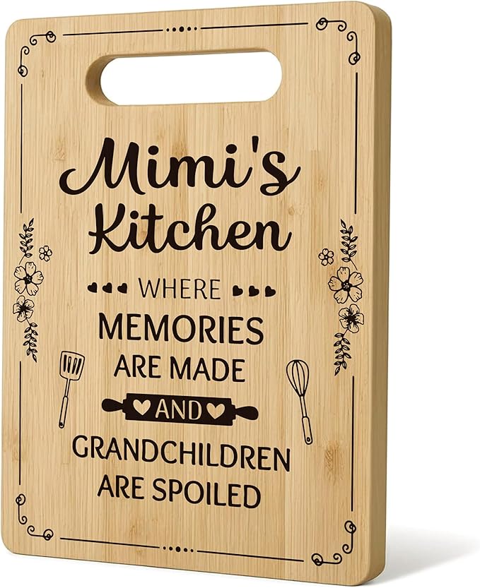 Gifts for Mimi, Mimi Gifts Cutting Board Chopping Board, Mimi Gifts for Grandma, Mimi Gifts from Grandkids, Grandma Kitchen Gifts, Mimi Grandma Decorative Bamboo Cutting Board for Kitchen