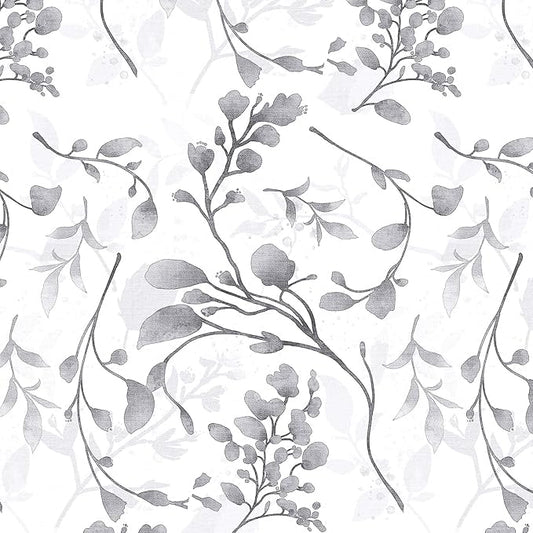 Orainege Gray Floral Peel and Stick Wallpaper - Self Adhesive Contact Paper, Waterproof, 17.7 in 393.7 in - Removable for Bedroom, Bathroom, Cabinets Decor