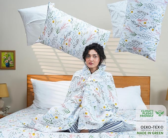 RUVANTI 100% Cotton California King Sheet Sets, 4 Pieces, Soft & Breathable Percale Weave Bedding, Deep Pocket 14", Hotel Standard, Crisp Cool Feel & Durable, Perfect Floral Sheets, Aroma