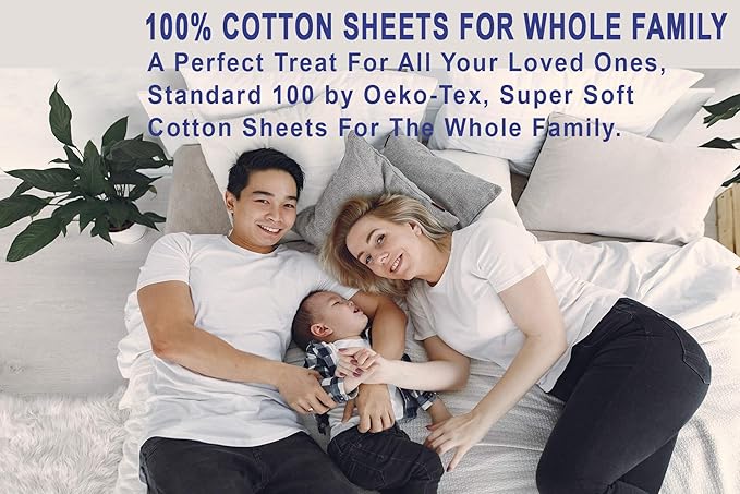 RUVANTI 100% Cotton King Size Sheets Set, 4 Pieces, Soft & Breathable Percale Weave Bedding, Deep Pocket 16", Hotel Standard, Crisp Cool Feel, Durable, Perfect Floral Bed Sheet, Phulkari