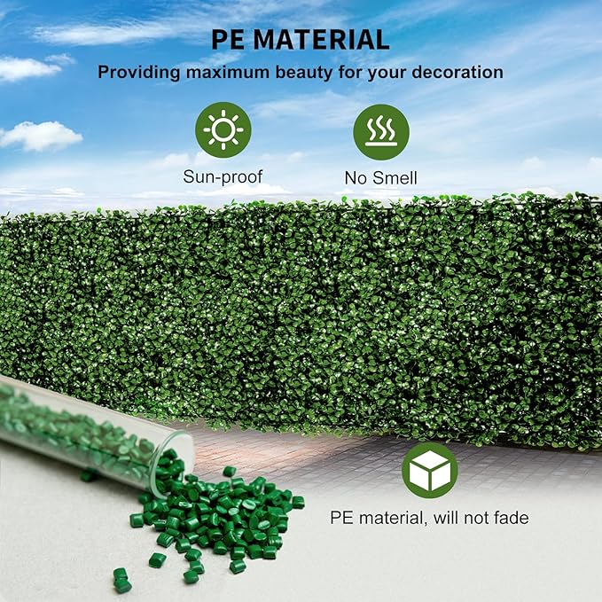12 Pieces 24"x 16" Artificial Boxwood Panel, Grass Wall Panel, Boxwood Hedge Wall Panels UV Protected Suitable for Artificial Green Wall Decor, Fence Garden Wedding Backyard Decor