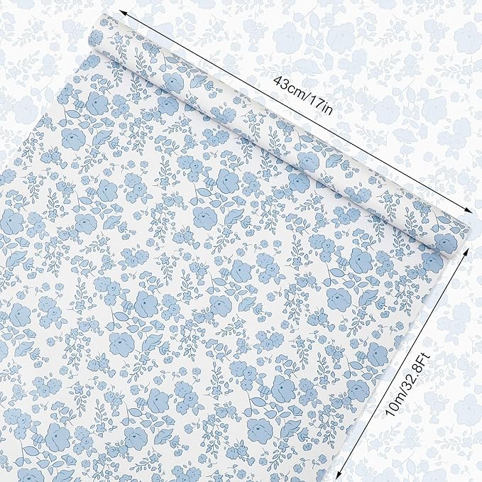 JarThenaAMCS Wildflower Wrapping Paper -Mini Roll- 17 Inch x 32.8Ft Watercolor Floral Butterfly Gift Wrap Paper Spring Art Paper for Wedding Bridal Baby Shower DIY Craft