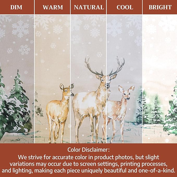 Maison d' Hermine Table Runner 100% Cotton Single Layer Table Runners 72 inches Long for Thanksgiving Christmas Decorations Home Kitchen Dining Party Wedding (Deer in The Woods, 14.5" x 72")