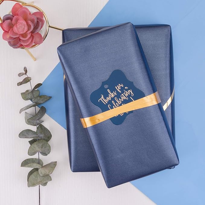 RUSPEPA Navy Gift Wrapping Paper for Men Boys, Jumbo Roll, Navy Blue Solid Color Pearly Shiny Silk Gift Paper for Father's Day, Wedding, Birthday, Christmas, Baby Shower, 30 inches x 32.8 feet