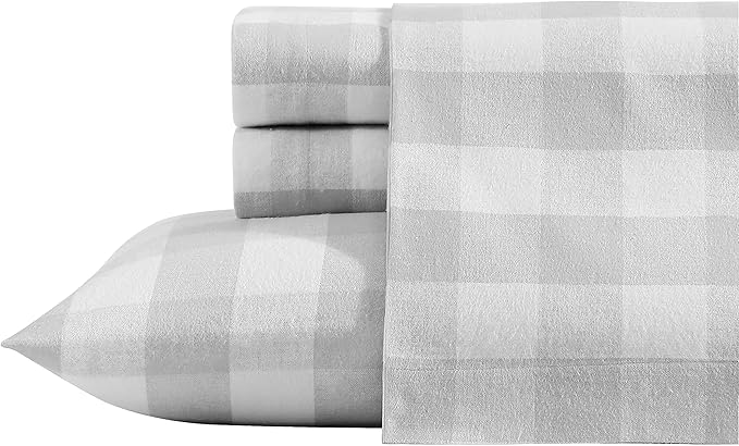 Eddie Bauer - Flannel Sheets Twin Size, Anti-Pilling & Wrinkle Resistant Cotton, Touchably Soft for All-Season Comfort - Bed Sheets with Matching Pillowcases & Fitted Sheet (Lakehouse Plaid)