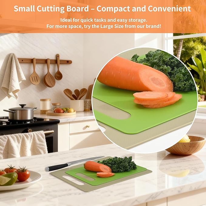 Kitchen Cutting Board Set of 6, Plastic Cutting Boards with Easy Grip Handle for Kitchen Cooking, Non Slip Cutting Mat Pad for Meat, Fruit, Vegetables, 12 Inch by 8 Inch
