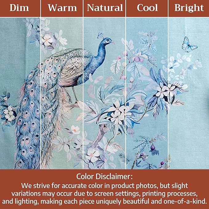 Maison d' Hermine Premium Table Cloth Rectangle Table 100% Combed Cotton 108 x 70 Inches Tablecloth Reusable Decorative for Dining Room Home Party Festive Wedding - Peacock Utopia - Pastel Turquoise