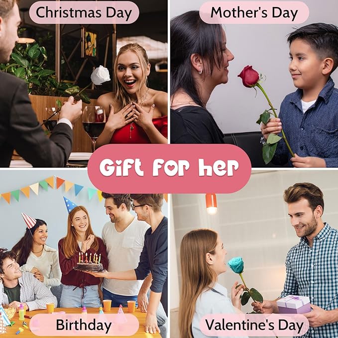 Yamonic Preserved Flower Rose for Delivery Prime,Birthday Gifts for Women,Single Real Rose Flower Mom Gifts for Her,Grandma,Wife,Girlfriend Gift for Anniversary Wedding,Mothers Day Rose Gifts for Mom