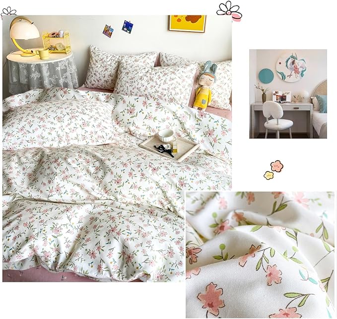 Girl Floral Bedding Comforter Set for King Bed 3 Piece Pink Floral Print Comforter Sets Cozy Soft Girl Botanical Comforter Set King Smooth Luxury Flower Comforter with 2 Pillowcases