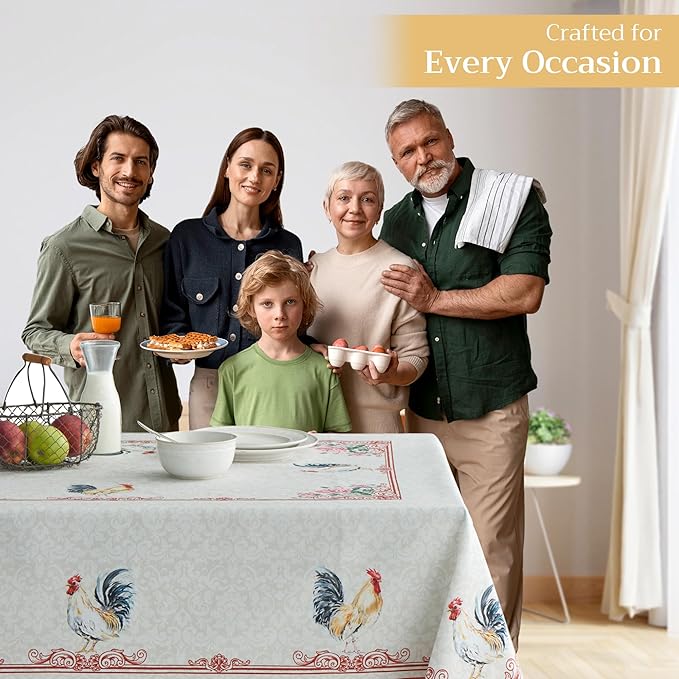 Maison d' Hermine Table Cloth Rectangle Table 100% Cotton 54 x 72 Inches Tablecloth Reusable Decorative Everyday Use for Dining Room, Farmhouse, Home, Party, Festive & Wedding Spring Summer - Campagne