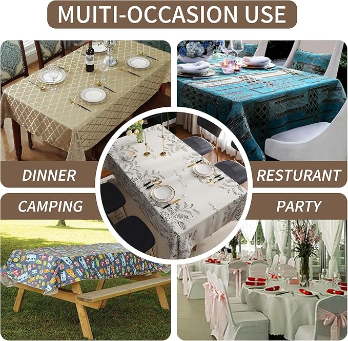 Rectangle Table Cloth,100% Waterproof Tablecloth OilProof SpillProof Vinyl Table Cloth, Wipe Clean Plastic Table Cover for Dining, Camping, Indoor and Outdoor 54" x 120",Midnight Foliage