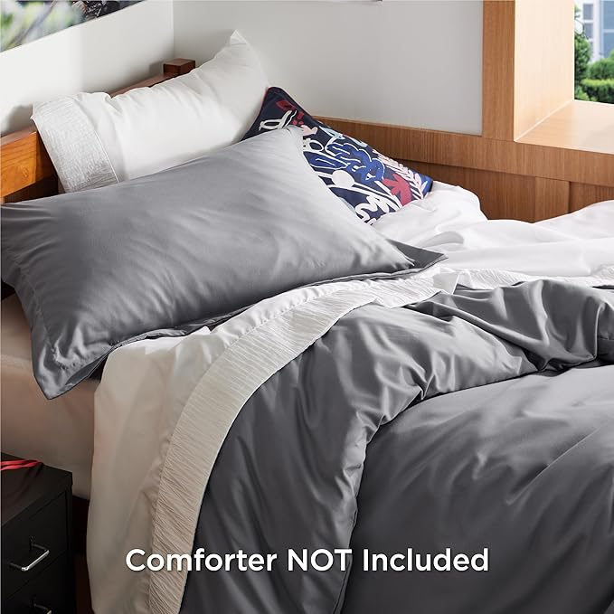 Bedsure Duvet Cover Twin/Twin XL Size - Soft Double Brushed Bedding Set for Kids & Adults, Zipper Closure, 2 Pieces, Includes 1 Duvet Cover (68"x90") & 1 Pillow Sham, NO Comforter, Grey