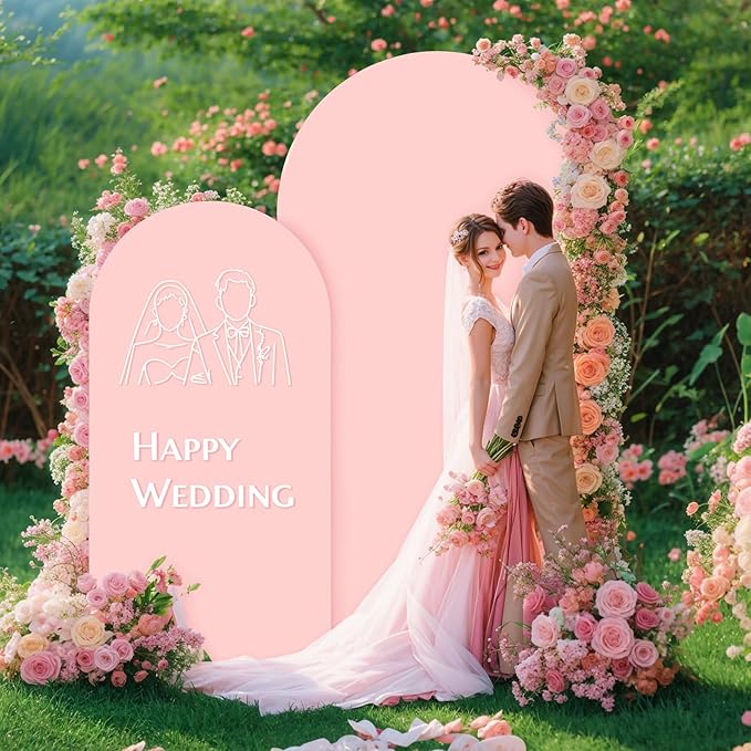 6.6FT Dusty Rose Arch Cover - Polyester Fitted Wedding Arch Stand Covers Round Top Chiara Arch Backdrop Cover for Birthday Party Banquet Photo Background Decoration