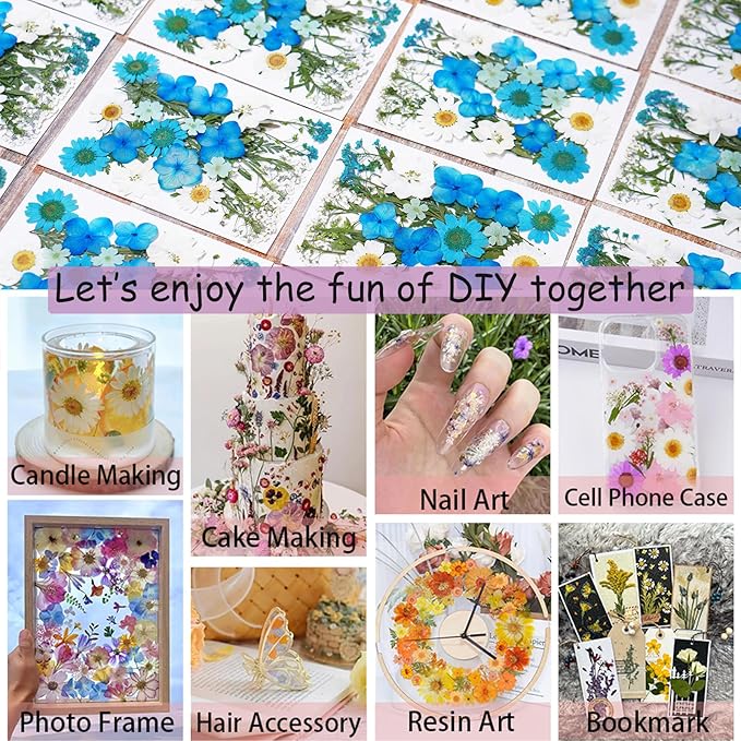 115Pcs Black Dried Pressed Flowers for Crafts,Xinxinran Dry Flowers Kit for Resin Molds,Epoxy Resin Accessories,Bookmark,Nails, Jewelry Molds,Candle Making Supplies,Soap,Frame