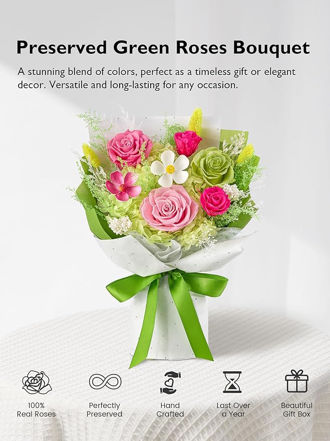 Eterfield Flowers for Delivery Prime, Forever Flower Bouquet, Preserved Pink Roses Birthday Gifts for Her Women Wife Mom Grandma Graduation Valentine's Day Mother's Day