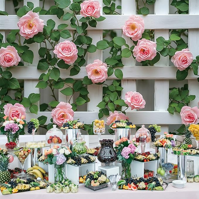 Baocicco 9x6ft Flowers Fence Backdrop Photography Pink Rose Green Leaves White Spring Floral Farmhouse Background for Bridal Shower Wedding Birthday Party Backdrops Decoration Photo Props Photoshoot