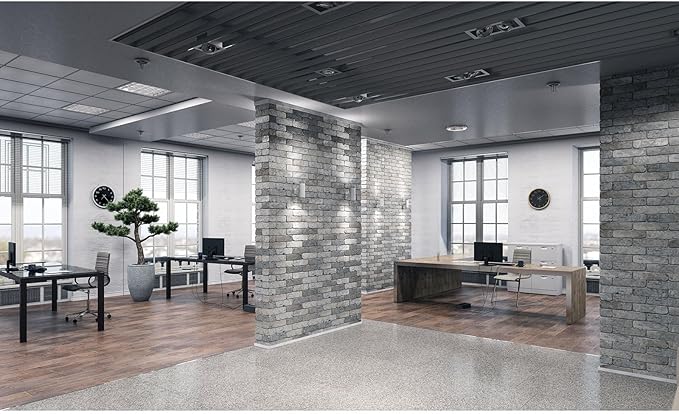 Modern Office Background for Video Conference Business Office Backdrop Interior Brick Wall Windows Virtual Offices Scene Photography Background Live Video Zoom Calls Backdrop Props 15x10ft