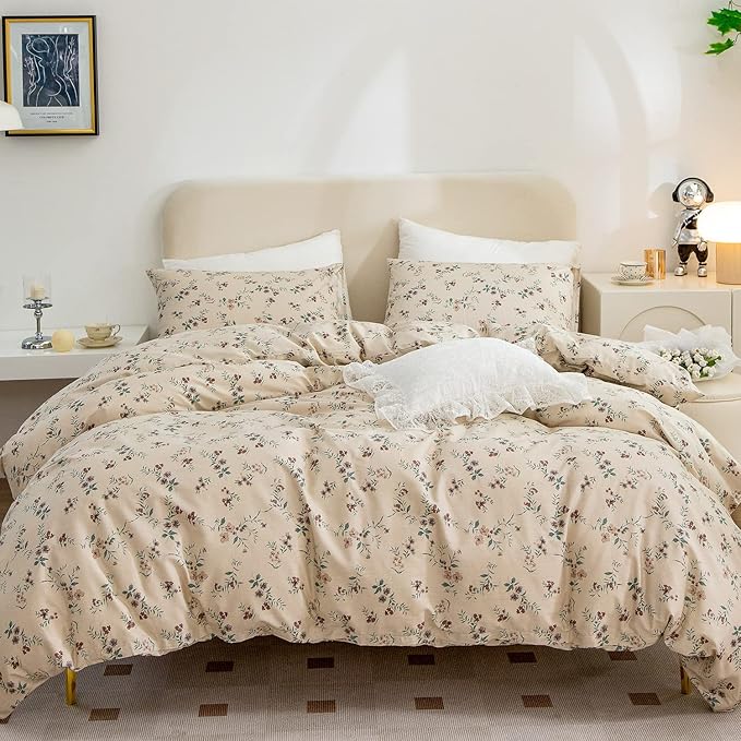 Floral Comforter Set Twin 2 Pieces Soft Chic Vintage Flowers Bedding Comforter Lightweight Garden Style Floral Botanical Flower Comforter Set for All Seasons and 1 Pillowcases (Floral, Twin)