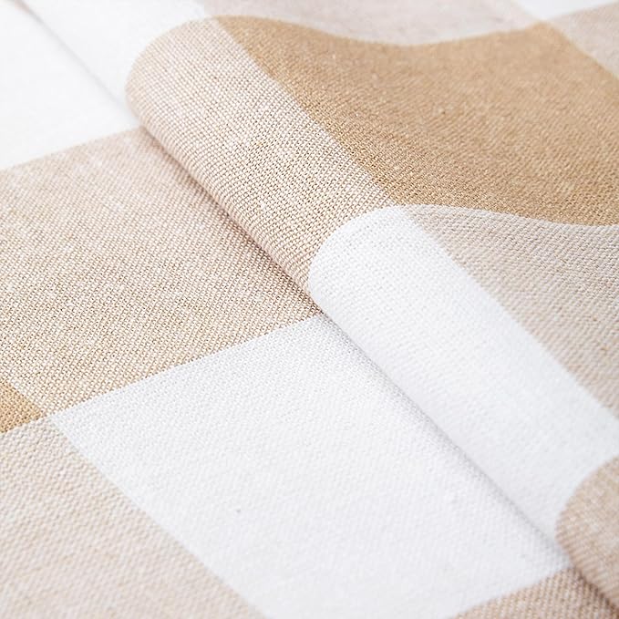 Encasa XO Cotton Dining Table Runner | Buffalo Beige Checks | Size 13x104 in - Machine Washable & Durable