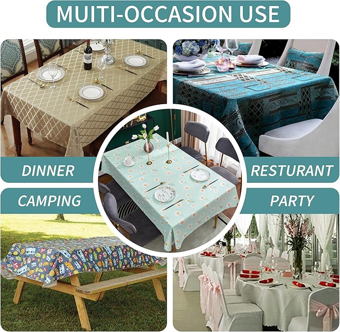 Square Table Cloth,100% Waterproof Tablecloth OilProof SpillProof Vinyl Table Cloth, Wipe Clean Plastic Table Cover for Dining, Camping, Indoor and Outdoor 54" x 54",Mum Bloom