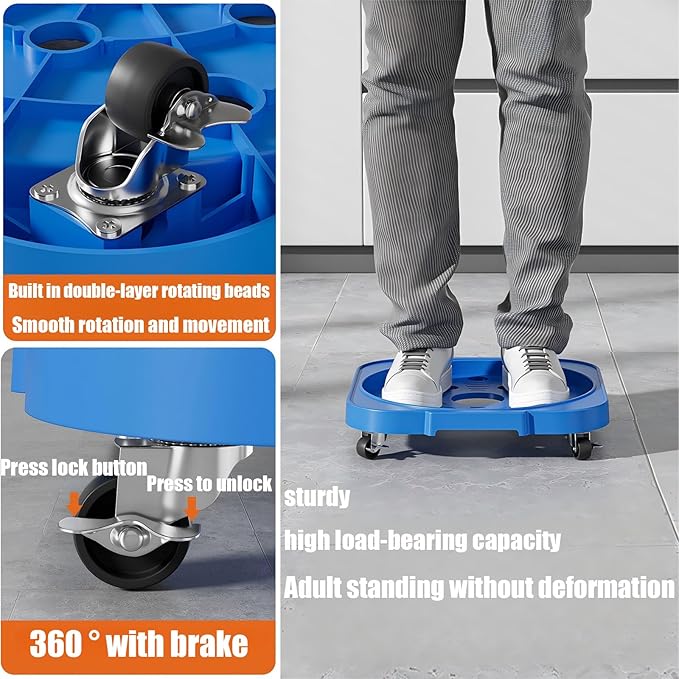 2 Pack 13IN Plant Caddy with Wheels Round Rolling Plant Stand Plant Dolly,Metal360° Lockable Caster Wheels.200lbs for Capacity Caddy for Indoor and Outdoor Use/ Patio/Flower Pot/5 Gallon Water Bottle