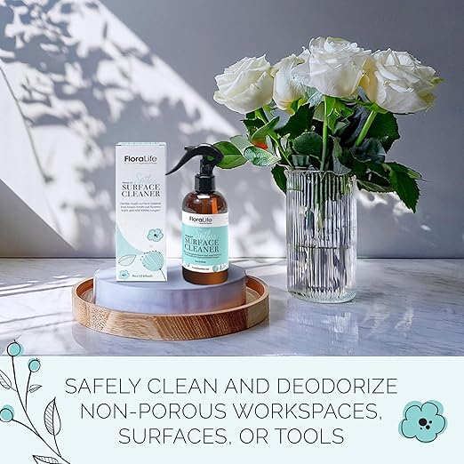 FloraLife Flower Food & Surface Cleaner - Nutrition Solution & Vase and Tool Cleaning Set - 2 X 8oz