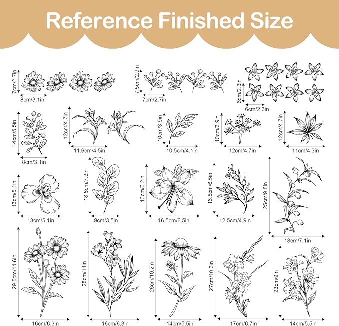 Tanlaby Sketch Black Flower Wall Decals, Garden Floral Wall Stickers Retro Wildflower Decal Peel and Stick Walll Art Decor for Bedroom Office Sofa TV Backdrop