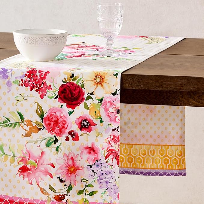 Maison d' Hermine Tablerunners 100% Combed Cotton Premium Table Runner Decorative Table Cover for Home, Kitchen, Dining, Parties & Camping, Summer Joy, Double Layer - (14.5"x108")